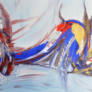 Картина под названием "Volupté des eaux" - Adelia Martins, Подлинное произведение искусства, Акрил Установлен на Деревянная…