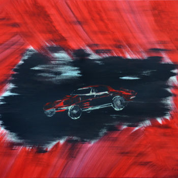 Malerei mit dem Titel ".L'auto en dérision" von Adelia Martins, Original-Kunstwerk, Öl