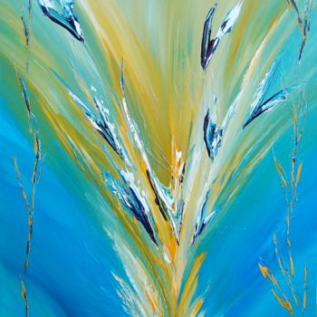 Painting titled "FLEAUX DE PLUMES" by Adelia Martins, Original Artwork, Oil