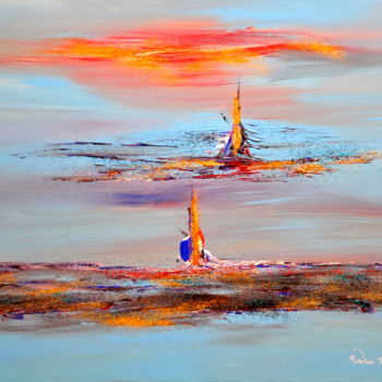 Pittura intitolato "Coucher de soleil C…" da Adelia Martins, Opera d'arte originale