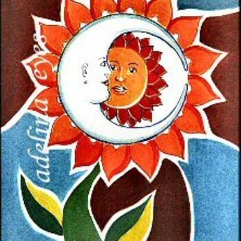 Pintura intitulada "Flor-sol" por Adelina Reyes, Obras de arte originais