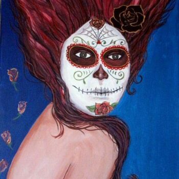 Painting titled "Catrina" by Adelina Reyes, Original Artwork, Acrylic
