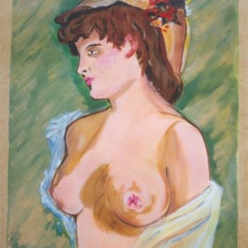 Peinture intitulée "La Blonde aux seins…" par Adélina Art, Œuvre d'art originale
