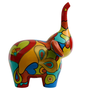 Sculpture titled "Jungle Pop Elephant…" by Adeline Buenaventura, Original Artwork, Resin