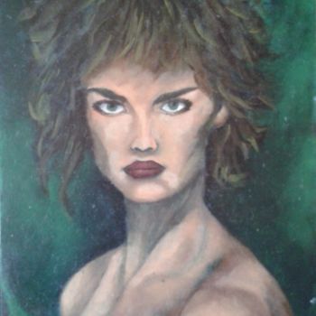 Painting titled "Amazone" by Adelinercx, Original Artwork, Oil