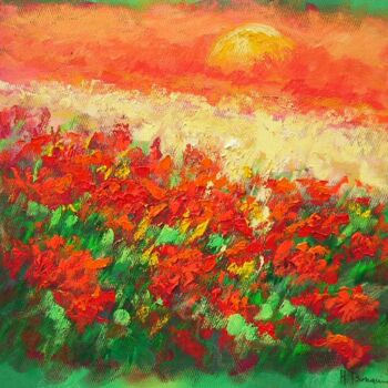 Malerei mit dem Titel "Rosso nella sera" von Adelio Bonacina, Original-Kunstwerk