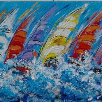 Pittura intitolato "vele al vento" da Adelio Bonacina, Opera d'arte originale, Acrilico