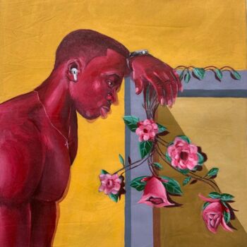 Painting titled "A BED OF ROSES" by Ademidun Ogundele, Original Artwork, Acrylic