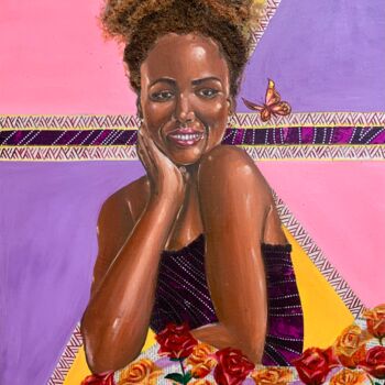 Painting titled "Maiden Smile" by Ademidun Ogundele, Original Artwork, Acrylic