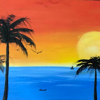 Painting titled "Dawn" by Adenuga Adebusola, Original Artwork, Acrylic