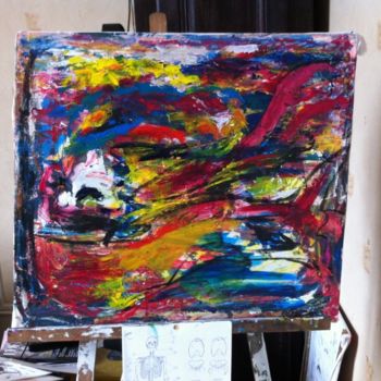 Painting titled "abstraction 1" by Pierre Longin, Original Artwork, Oil