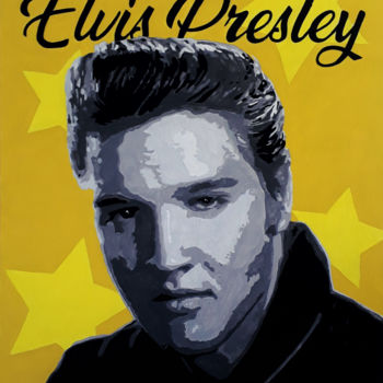 Painting titled "Elvis Presley" by Ademoreira, Original Artwork, Acrylic Mounted on Wood Panel