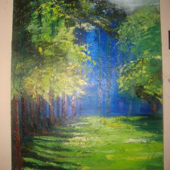 Painting titled "lonely path" by Aderemai, Original Artwork, Oil