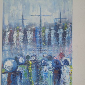 Painting titled "gathering of saints" by Aderemai, Original Artwork, Oil