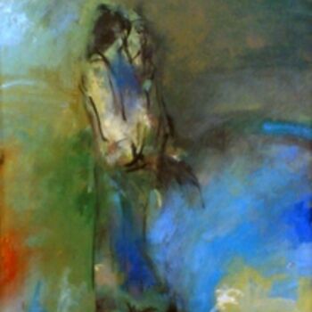 Painting titled "kiss" by Adham Bozart, Original Artwork, Oil