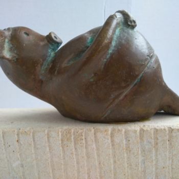 Sculpture titled "Dreamer pig." by Putură Adrian, Original Artwork, Metals