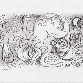 Desenho intitulada "ловушка для обезьян" por Denis Akimov, Obras de arte originais, Grafite