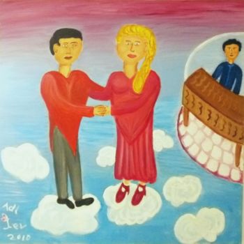 Painting titled "dancing in heaven" by Adi Lev, Original Artwork