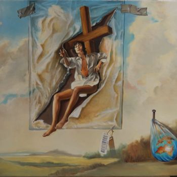Painting titled "Earth is not for sa…" by Adina Lupan, Original Artwork, Oil Mounted on Wood Stretcher frame