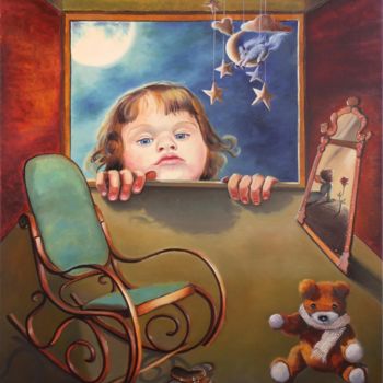 Painting titled "Grammy's magical pl…" by Adina Lupan, Original Artwork, Oil Mounted on Wood Stretcher frame