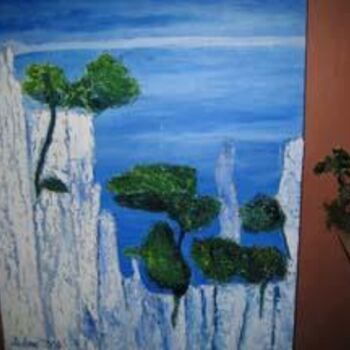 Painting titled "Les calanques" by Adine, Original Artwork, Oil
