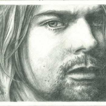 Dessin intitulée "Kurt Cobain" par Nailya Adiyatova, Œuvre d'art originale, Graphite