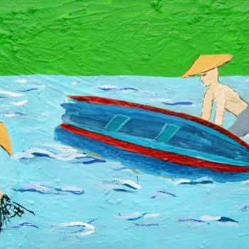 Картина под названием "Pêche à Phan Thiêt" - Adka, Подлинное произведение искусства