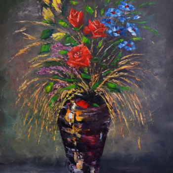 Картина под названием "ваза" - Валерий Мещеряков, Подлинное произведение искусства, Масло