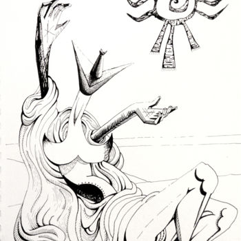Drawing titled "el-adoracion-del-so…" by Sébastien Bocquet, Original Artwork, Ink