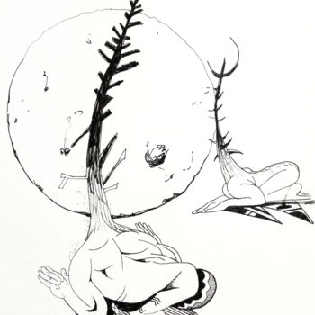 Drawing titled "el-adoracion-del-so…" by Sébastien Bocquet, Original Artwork, Ink