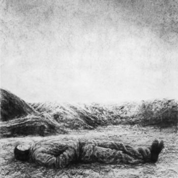 Dessin intitulée "Dormeur éveillé" par Sébastien Bocquet, Œuvre d'art originale, Fusain