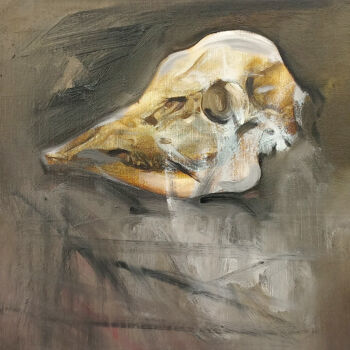 Painting titled "the skull" by Nandi Veseli, Original Artwork, Oil