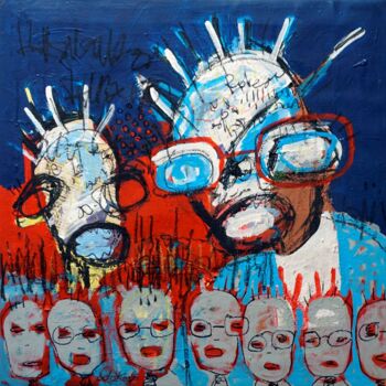 Schilderij getiteld "L'activisme du droi…" door Adokou Sana Kokouvi, Origineel Kunstwerk, Acryl Gemonteerd op Frame voor hou…