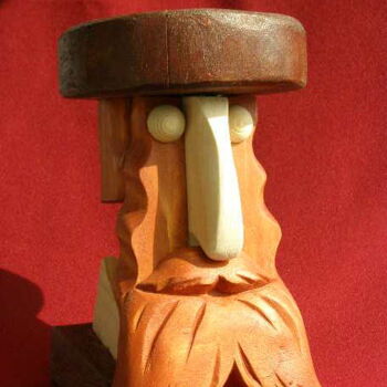 Скульптура под названием "Hasid Benzion" - Adolf Neystat, Подлинное произведение искусства, Дерево