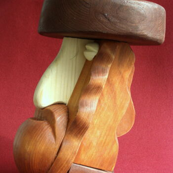Sculpture titled "Hasid Akiva" by Adolf Neystat, Original Artwork, Wood