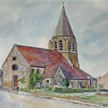Malarstwo zatytułowany „Eglise de Tessancou…” autorstwa Adolphe Cabon, Oryginalna praca