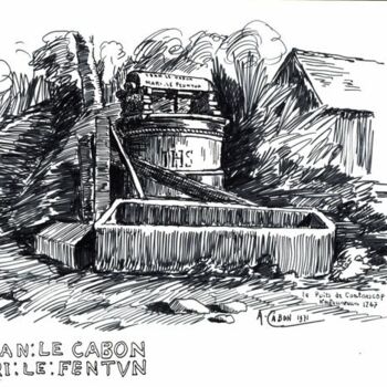 Dessin intitulée "Le puits de Coatnes…" par Adolphe Cabon, Œuvre d'art originale