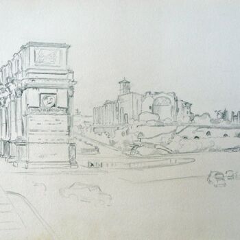 Malarstwo zatytułowany „Rome (Italie) Forum…” autorstwa Adolphe Cabon, Oryginalna praca