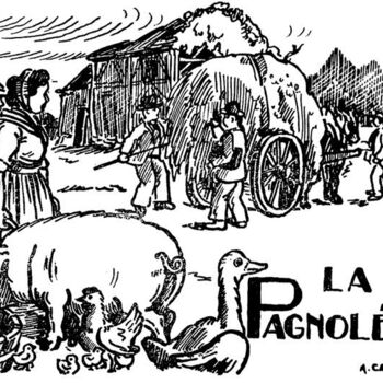 Drawing titled "La Pagnolée" by Adolphe Cabon, Original Artwork
