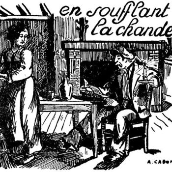 Drawing titled "En soufflant la cha…" by Adolphe Cabon, Original Artwork