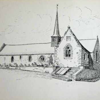 Drawing titled "Eglise Saint-Pierre…" by Adolphe Cabon, Original Artwork