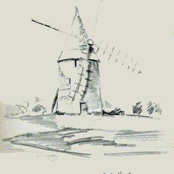 Drawing titled "Moulin des Alouette…" by Adolphe Cabon, Original Artwork