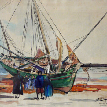 Painting titled "Lesconil 29" by Adolphe Cabon, Original Artwork