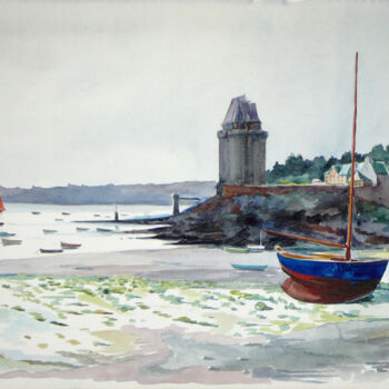 Painting titled "La Tour Solidor - S…" by Adolphe Cabon, Original Artwork