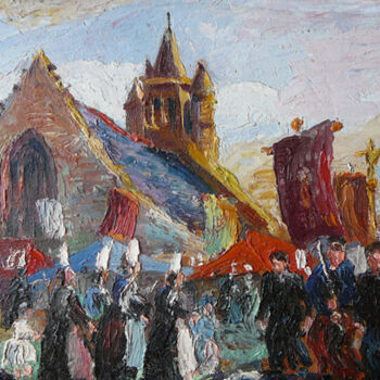 Malarstwo zatytułowany „Pardon à Notre Dame…” autorstwa Adolphe Cabon, Oryginalna praca