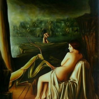 Malerei mit dem Titel "LA BELLE ET LA BETE" von Adonis-Charles, Original-Kunstwerk, Öl Auf artwork_cat. montiert