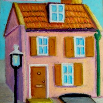 Pittura intitolato "Pink House" da Adonis Tukhvatshyn, Opera d'arte originale, Pastello