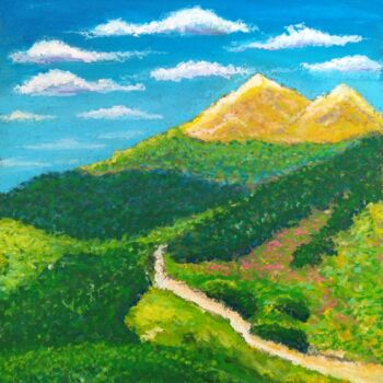 Картина под названием "Road to the Mountai…" - Adonis Tukhvatshyn, Подлинное произведение искусства, Пастель