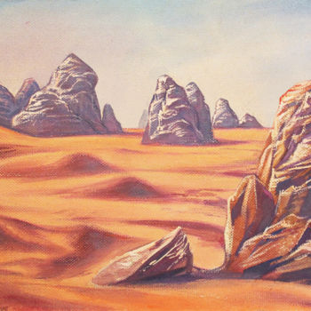Malerei mit dem Titel "Таинственная пустыня" von Aleksandr Saiapin, Original-Kunstwerk, Tempera