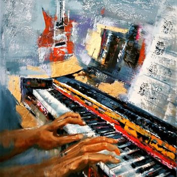 Painting titled "Pianoman" by Adriaan Lotter, Original Artwork, Oil